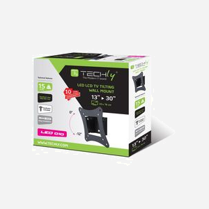 Support Mural Fixe Techly ICA-LCD-900 Noir pour Écrans 13" à 30" VESA 100x100mm, Charge Max 15kg, Inclinaison 0-12°, Distance Mur 3cm - Miniature 2