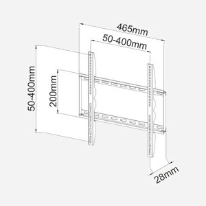 Techly ICA-PLB-162M Support Mural TV 23"-55" (58.4-139.7cm) VESA 400x400mm, Charge Max 45kg, Distance Mur 2.8cm, Noir - Miniature 4