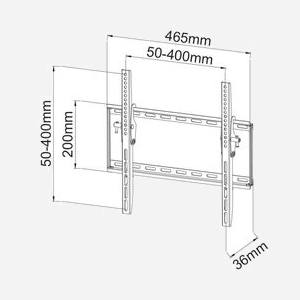 Support Mural TV Techly ICA-PLB-161M 23"-55" (58.4-139.7 cm) VESA 400x400mm, Inclinaison 0-12°, Charge Max 45kg, Distance Mur 3.6cm, Noir - Miniature 4