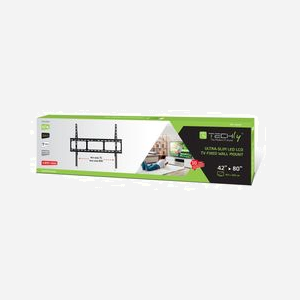 Techly ICA-PLB-860 Support mural TV 42"-80" (106,7-203cm) VESA max 800x600mm, charge max 60kg, distance mur 1.6cm, noir, avec kit de montage - Miniature 3
