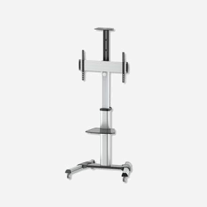 Techly ICA-TR15 Support Sol Mobile pour Écrans 37-70" (94-177.8cm), Charge 50kg, VESA 600x400, Inclinaison -12°/+5°, Argent, 2 Étagères, 4 Roues - Miniature 2