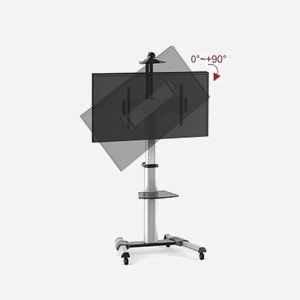 Techly ICA-TR15 Support Sol Mobile pour Écrans 37-70" (94-177.8cm), Charge 50kg, VESA 600x400, Inclinaison -12°/+5°, Argent, 2 Étagères, 4 Roues - Miniature 4