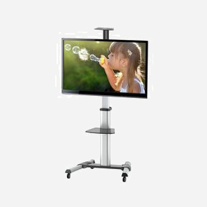 Techly ICA-TR15 Support Sol Mobile pour Écrans 37-70" (94-177.8cm), Charge 50kg, VESA 600x400, Inclinaison -12°/+5°, Argent, 2 Étagères, 4 Roues - Miniature 5