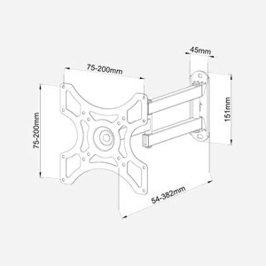 Techly ICA-LCD-2923B Support Mural Orientable TV 19"-37" (48.3-94cm) VESA 75x75-200x200mm, Charge Max 25kg, Inclinaison ±15°, Pivot 180°, Noir - Miniature 3