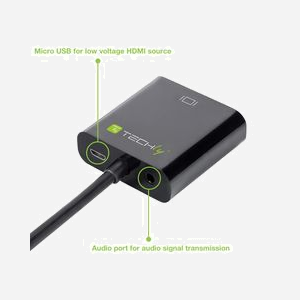 Techly Adaptateur HDMI vers VGA + Audio 3.5mm + Micro USB, Mâle/Femelle, 0.15m, Résolution 1920x1080, HDCP, Noir, Conforme CE/FCC/RoHS - Miniature 5