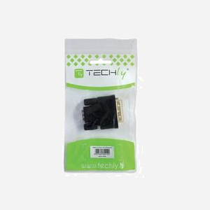 Techly Adaptateur HDMI mâle vers DVI-D femelle contacts or, noir, IADAP-HDMI-606, 40.2x40.2x15.2mm, 28g, Certifié CE/RoHS/UL, HDMI High Speed - Miniature 2