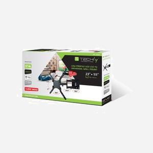 Techly ICA-PLB-136M Support Mural TV 23"-55" (58.4-139.7cm) Charge Max 45kg VESA 100x100-400x400 Inclinaison -2°/+12° Pivotement/Rotation 180° Noir - Miniature 2