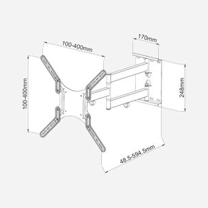 Techly ICA-PLB-136M Support Mural TV 23"-55" (58.4-139.7cm) Charge Max 45kg VESA 100x100-400x400 Inclinaison -2°/+12° Pivotement/Rotation 180° Noir - Miniature 3