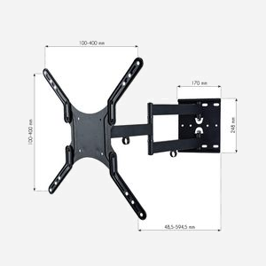 Techly ICA-PLB-136M Support Mural TV 23"-55" (58.4-139.7cm) Charge Max 45kg VESA 100x100-400x400 Inclinaison -2°/+12° Pivotement/Rotation 180° Noir - Miniature 4