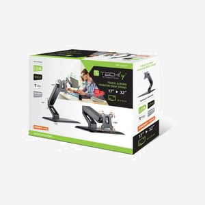 Support écran bureau Techly ICA-LCD-35TS pour écrans 17"-32" (43.2-81.3cm), VESA 75x75/100x100mm, charge max 10kg, rotation 360°, inclinaison -90°/+90°, noir - Miniature 2