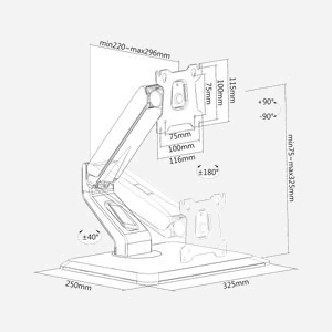 Support écran bureau Techly ICA-LCD-35TS pour écrans 17"-32" (43.2-81.3cm), VESA 75x75/100x100mm, charge max 10kg, rotation 360°, inclinaison -90°/+90°, noir - Miniature 3