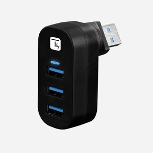 Techly IUSB3-HUB3-ROTB Hub USB 3.2 Gen 1, 3 ports Type-A, 5000 Mbit/s, Noir, Compatible Windows/macOS, 26x30x55mm, Certifié CE/RoHS - Miniature 1