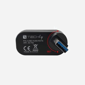 Techly IUSB3-HUB3-ROTB Hub USB 3.2 Gen 1, 3 ports Type-A, 5000 Mbit/s, Noir, Compatible Windows/macOS, 26x30x55mm, Certifié CE/RoHS - Miniature 5