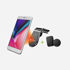 Techly I-SMART-UNIALTY Support Passif Magnétique Aluminium pour Smartphone 3.5"-6.5" Voiture, Orientation Horizontale/Verticale, Noir, 41x38x64mm - Miniature 1