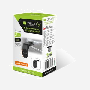 Techly I-SMART-UNIALTY Support Passif Magnétique Aluminium pour Smartphone 3.5"-6.5" Voiture, Orientation Horizontale/Verticale, Noir, 41x38x64mm - Miniature 2