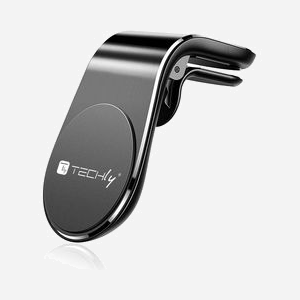 Techly I-SMART-UNIALTY Support Passif Magnétique Aluminium pour Smartphone 3.5"-6.5" Voiture, Orientation Horizontale/Verticale, Noir, 41x38x64mm - Miniature 3