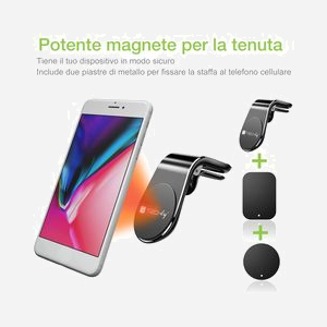 Techly I-SMART-UNIALTY Support Passif Magnétique Aluminium pour Smartphone 3.5"-6.5" Voiture, Orientation Horizontale/Verticale, Noir, 41x38x64mm - Miniature 4