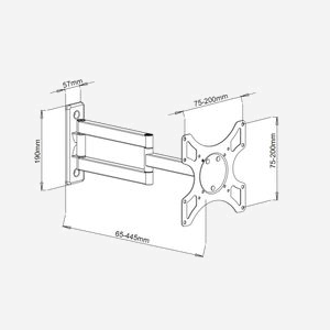 Support Mural Orientable Techly ICA-LCD-2903BICOL pour Écrans 19-37" (48-94cm), VESA 75x75-200x200mm, Charge Max. 25kg, Inclinaison -12°/0°, Distance Mur 6.5-44.5cm, Noir/Blanc - Miniature 3