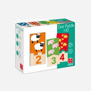 Puzzle Duo Jumbo 53329 - Puzzle Bois/Carton Multicolore 20 pièces - Apprentissage Mathématiques et Motricité - 75x210x170mm - Dès 2 ans