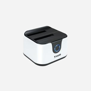 TooQ TQDS-802BW Dock HDD/SSD 2.5/3.5" SATA I/II/III, USB 3.2 Gen 1, ABS Noir/Blanc, Support Windows/Mac OS/Linux, Max 3To par baie.