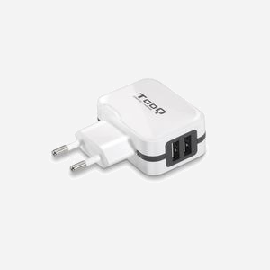 TooQ TQWC-1S02WT Chargeur Secteur 2 Ports USB 2.0 5V/3.4A 17W Blanc pour GPS, MP3/MP4, Téléphone, Console, Smartphone, Tablette, 100-240V