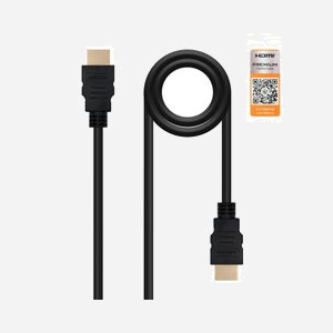 Nanocable 10.15.3601: Câble HDMI 2.0, 1m, Type A mâle/mâle, Ethernet, 3D, ARC, 3840x2160 60Hz, contacts plaqués or, noir
