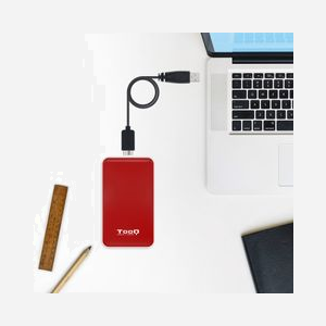 TooQ TQE-2528R Boîtier SSD 2.5" SATA III, USB 3.2 Gen 1 Micro-USB, ABS Rouge, Support UASP, FAT32/HFS/NTFS/ext2, Windows/macOS/Linux - Miniature 4
