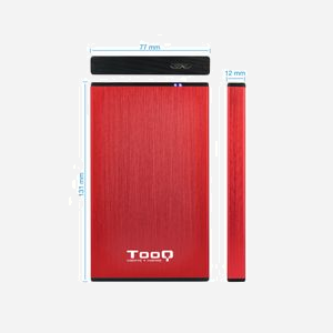 Boîtier HDD TooQ TQE-2527R 2.5" SATA/SATA II/SATA III USB 3.2 Gen 1 (USB 3.1 Gen 1) Micro-USB B Aluminium Noir/Rouge - Supporte 3 To - Miniature 4