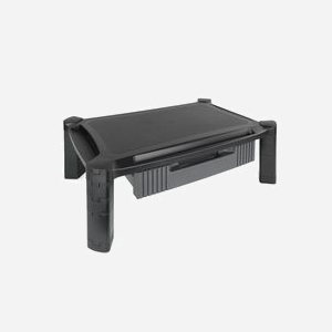 TooQ MMPSSD01 Support Bureau Autonome pour Écran Plat (jusqu'à 10kg), Hauteur Réglable Manuellement, Gestion des Câbles, Base Antidérapante, Noir, 500x330x168mm