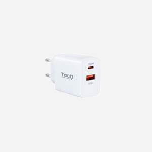 TooQ TQWC-2SC04WT Chargeur Secteur Universel 1x USB 2.0 + 1x USB Type-C, Quick Charge 3.0, 20W, 5-12V, Blanc, Adaptateur EU, RoHS - Miniature 1