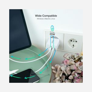 TooQ TQWC-2SC04WT Chargeur Secteur Universel 1x USB 2.0 + 1x USB Type-C, Quick Charge 3.0, 20W, 5-12V, Blanc, Adaptateur EU, RoHS - Miniature 4