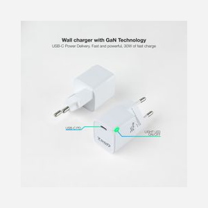 TooQ Chargeur Secteur Universel 30W GaN TQWC-GANPD30WT - USB Type-C, Charge Rapide, 100-240V, 5V/9V-3A, Blanc, Compatible Windows/Mac - Miniature 2