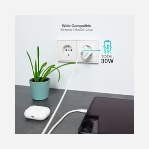 TooQ Chargeur Secteur Universel 30W GaN TQWC-GANPD30WT - USB Type-C, Charge Rapide, 100-240V, 5V/9V-3A, Blanc, Compatible Windows/Mac - Miniature 5