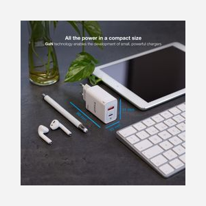 TooQ TQWC-GANQCPD45WT Chargeur Secteur Universel 45W GaN, 1x USB 2.0, 1x USB-C, Charge Rapide, 100-240V, Blanc, Prise EU, Compatibilité Windows/Mac - Miniature 3