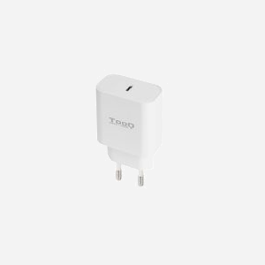 TooQ TQWC-PDUSBC20W Chargeur Secteur Universel 1x USB-C 20W, Entrée 110-240V, Sortie 5V/3A 9V/2.22A 12V/1.67A, Blanc, Certifié CE/RoHS