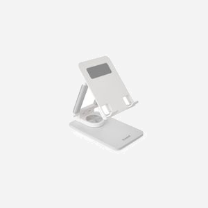 TooQ PH-HERMES-LUNA Support Passif Bureau pour Mobile/Tablette 12.9" Max, Rotation 360°, Hauteur Ajustable, Pliable, Blanc, Charge Max 1kg