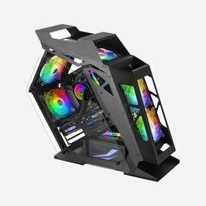 Mars Gaming MC61 Tower PC Noir, Micro-ATX/Mini-ITX, Double Fenêtre Verre Trempé, 4 Ventilateurs 120mm ARGB, Refroidissement Liquide, USB 3.2 Gen 1 - Miniature 3