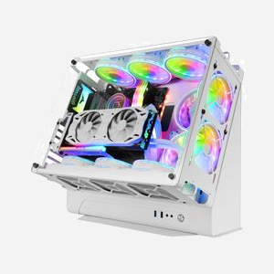 Mars Gaming MCBW Boîtier PC Tower Blanc, Verre Trempé, ATX/Micro-ATX/Mini-ITX, USB 3.2, Refroidissement Liquide, GPU 455mm, Radiateur 360mm