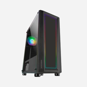 Mars Gaming MCART Boîtier PC Midi Tower Noir ATX/Micro-ATX/Mini-ITX, Acrylique/Verre Trempé, 1x120mm ARGB, USB 3.2 Gen 1, Ventilateurs x6 max, Refroidissement liquide