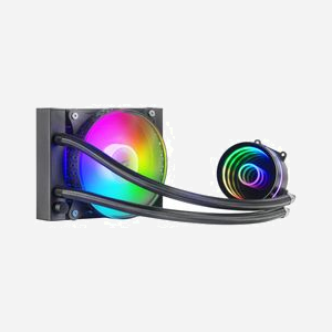Mars Gaming MLONE120 : Système de refroidissement liquide AIO 120mm, TDP 200W, Ventilateur 12cm FRGB, 600-1800 RPM, 9-26 dB, sockets Intel/AMD compatibles.