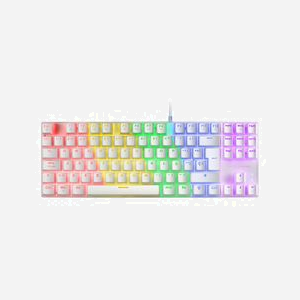 Mars Gaming MK80WBFR Clavier Gamer USB AZERTY FR Blanc Mécanique TKL Anti-Poussière Rétroéclairage RGB Anti-Ghosting Compatible Windows/macOS/Linux
