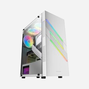 Mars Gaming MCU3W Boîtier PC Tower Blanc - ATX/microATX/Mini-ITX, 2x3.5", 3x2.5", Vent. ARGB 120mm, Façade ARGB, Fenêtre verre trempé, USB 3.2 Gen 1 - Miniature 1