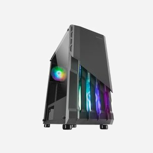 Mars Gaming MC-X2 Tower Noir - Boîtier PC Moyen Tour ATX/microATX/Mini-ITX, 2x120mm FRGB, USB 3.2 Gen 1, Acier, Longueur GPU 317mm, Hauteur Ventirad 158mm - Miniature 3