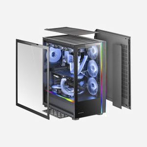 Mars Gaming MCULTRA Tour PC E-ATX XXL Noire, Double Fenêtre Verre Trempé, ARGB, Compatible Refroidissement Liquide (jusqu'à 360mm), 390mm GPU, 2x 3.5", 5x 2.5" - Miniature 3