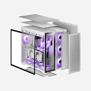 Mars Gaming MCNOVA - Boîtier PC Tower Aluminium, Double Verre Trempé, E-ATX, Refroidissement Liquide, USB-C, Jusqu'à 12 Ventilateurs, 410mm GPU - Miniature 2