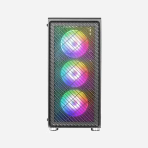 Mars Gaming MCF Boîtier PC Midi Tower Noir ATX/microATX/Mini-ITX, 2x3.5", 2x2.5", Vent. ARGB, Façade Metal-Mesh, Compatible Watercooling 360mm, USB 3.2 - Miniature 2