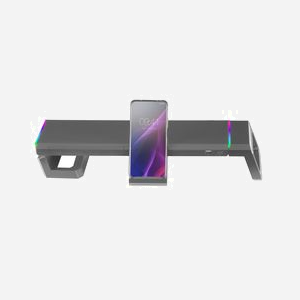 Mars Gaming MGSONE Support écran bureau noir RGB USB 2.0 réglable 410-545mm ABS charge max 30kg 200x545x75mm - Miniature 5