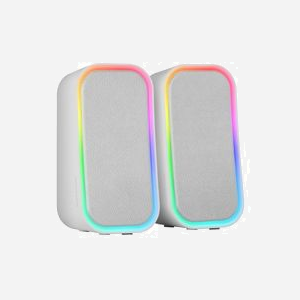 Mars Gaming MS-OM Blanc: Enceintes 2.0, 20W RMS, Bluetooth 5.3, AUX-IN, USB, RGB, 20-20000Hz, 4 Ohm, 81x83x162mm - Miniature 2