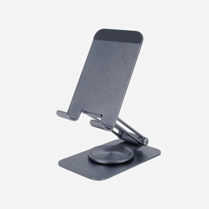 Mars Gaming MARSS Support Passif Bureau Aluminium/Silicone Noir pour Mobile/Tablette ≤10" - Inclinaison 0-180°, Rotation 360°, Hauteur Réglable, Pliable