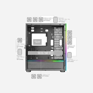 Mars Gaming MC-ULT Tower Blanc - Boîtier PC Moyen Tour, E-ATX, Double Chambre, Verre Trempé, USB 3.0, Refroidissement Liquide 360mm, GPU 390mm, Filtres à Poussière - Miniature 2